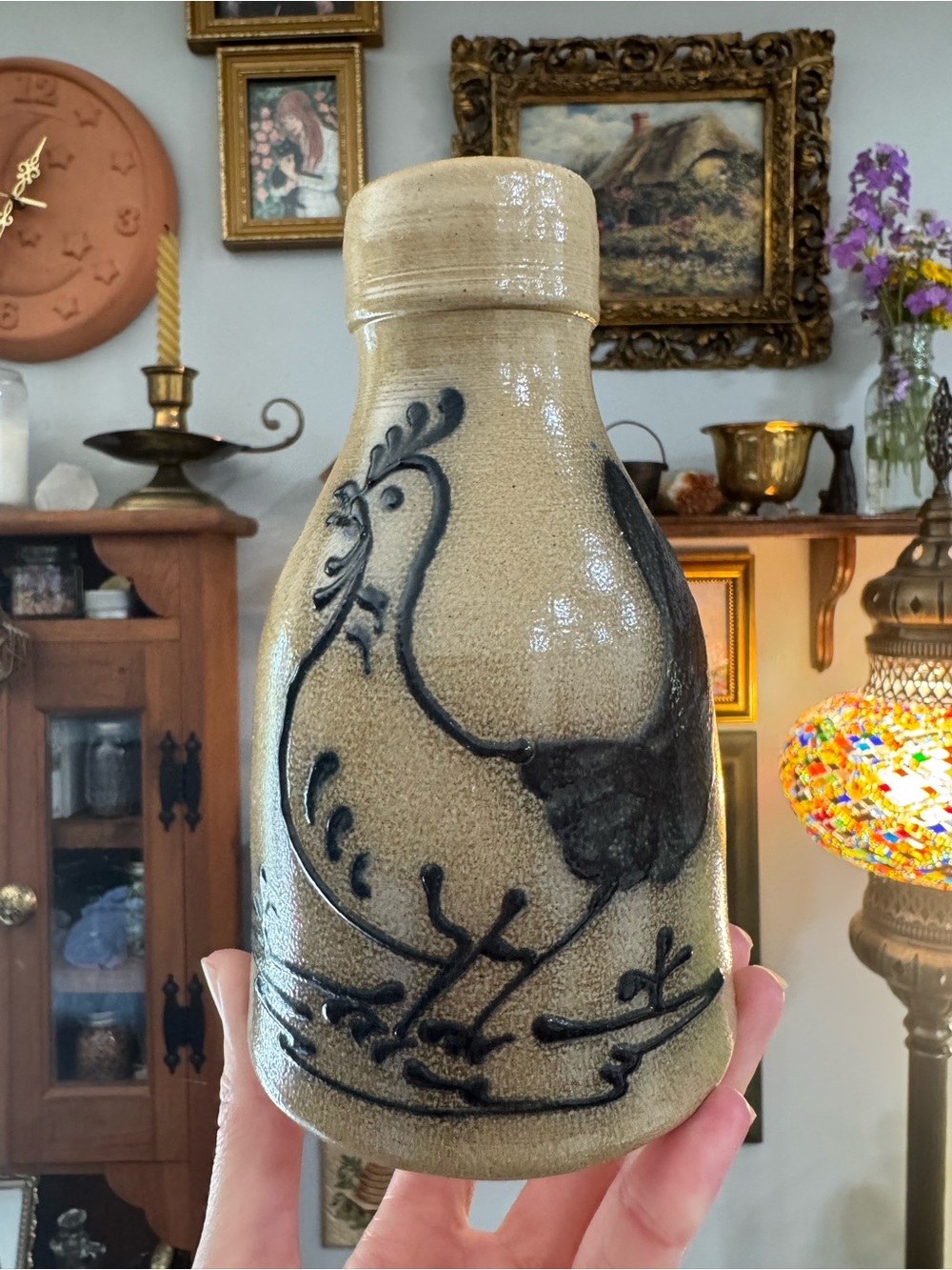 Vintage Cottage Core Maple City Pottery Salt-Glazed Stoneware Rooster Jug